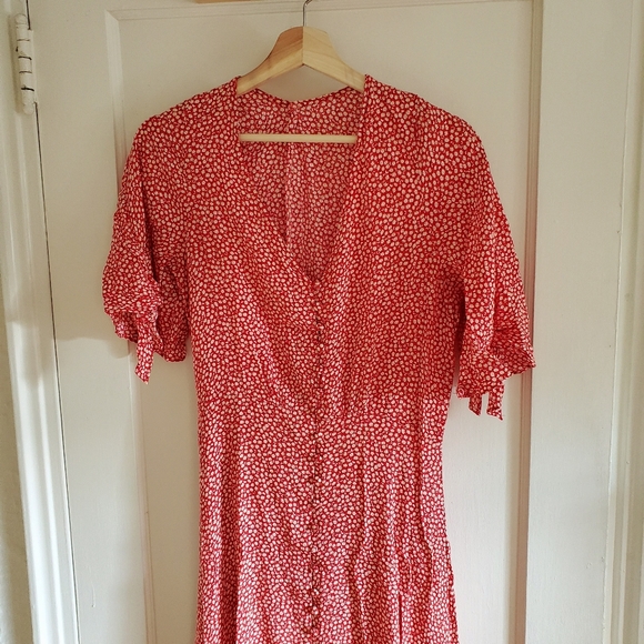 Rayon Dress Floral Print Tie Sleeves - Picture 7 of 9